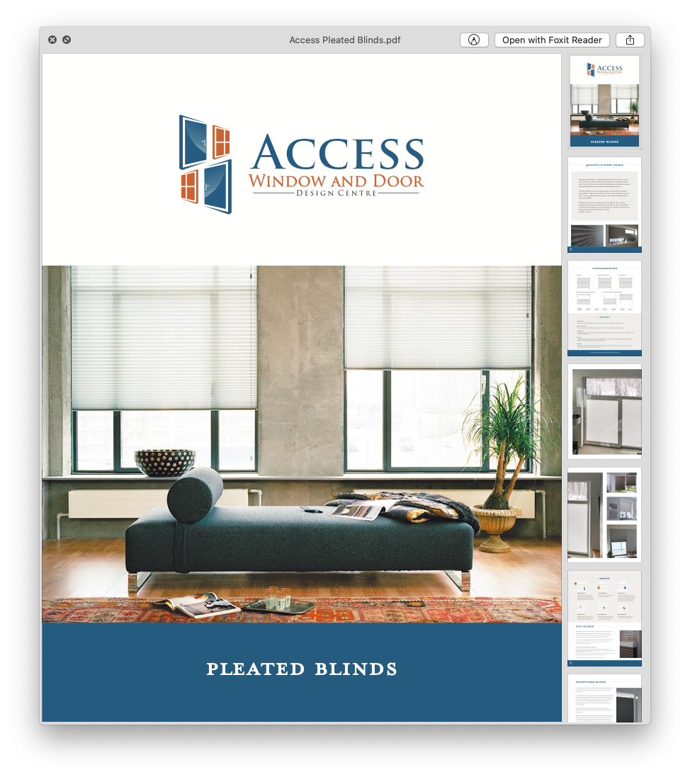 Access Pleated Blinds Brochure Cover